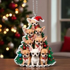 Chihuahua Christmas Tree Ornament – Double-Sided 3" Flat Dog Holiday Decoration